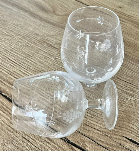 Pair etched cut - pair, crystal