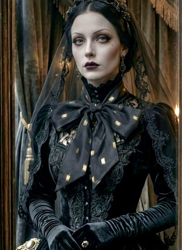 Black gold chiffon - black, cravat