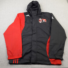 AC Milan Mens Jacket Small Black Red Adidas Fotball Training Sports Rain Coat
