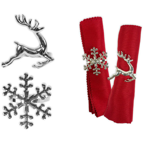 Silver christmas napkin rings - christmas,