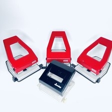 Vintage Lot of 4 HOLE PUNCHES - 3 Red Metal & 1 Black Universal Office Prop Rare