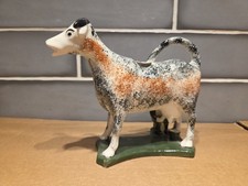 Antique Staffordshire Pearlware Pottery Cow Creamer Milk Maid 19th century