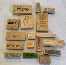 Wood Mounted Craft Stamps x17 Includes Hampton Art Whispers Words Kolette Hall
