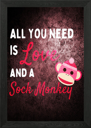Love and sock monkey - a, framed