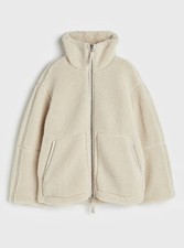 H&M Loose Teddy Jacket Shearling Ecru XS 