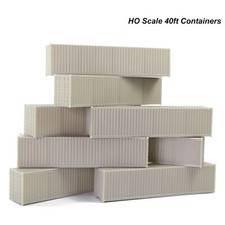 9pcs HO Scale 40ft 1:87 Shipping Container Blank Uncolored Cargo Box