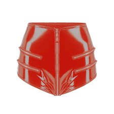 Black/red Women's Zipper Hot Pants Steel Pipe Dance Hot Spicy Pvc Leather Shorts