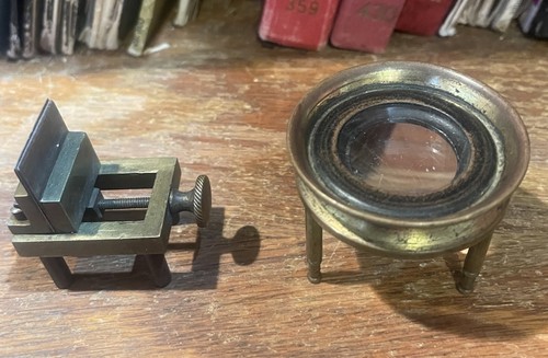 Antique brass tripod map - map, chart