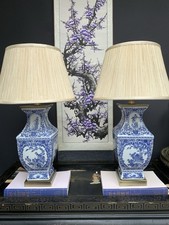 Blue & White Porcelain Vase Table Lamp – Intricate floral Motif & shade - 66cm