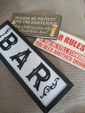 Illuminated Bar Sign And Fun Plaques For Pub, Home Bar, Mancave