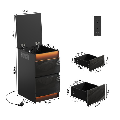 Drawer led bedside table - led,