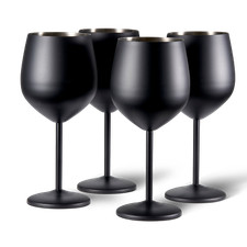 4 Pack Matte Black Metal Wine