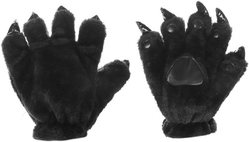 Fluffy animal paw gloves - animal,