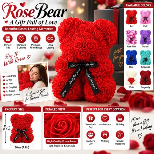 Artificial rose teddy bear - rose,