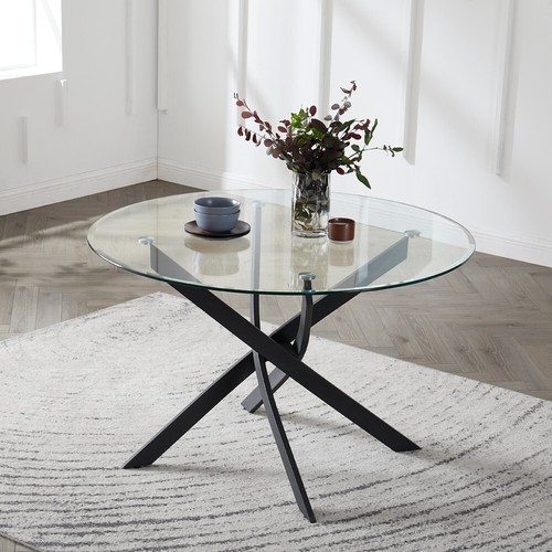 Glass round dining table 6 - glass,