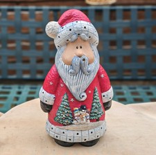 Large Santa Claus Ceramic Figurine Ornament Hand Painted Indoor Outdoor Decor