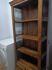 Solid Wood Bookshelf Bookcase Shelf Unit Storage Shelving Tall 2 Drawers 