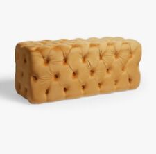 Ottoman Buttoned Bench Velve Tuffted Footstool Golden Yellow Luxury Ex Display