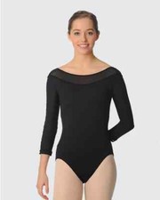 Gaynor Minden Black Leotard (Juliet) 3/4 Sleeve, Size Medium