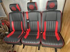 Volkswagen T6 T5 Transporter CARAVELLE Triple Rear Seats - black & Red With Logo