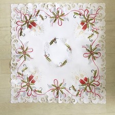 Christmas White Vintage Embroidered Lace Tablecloth Dining Table Cloth 85*85cm