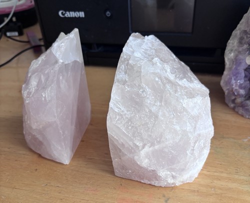 Rose quartz bookends pink - rose,