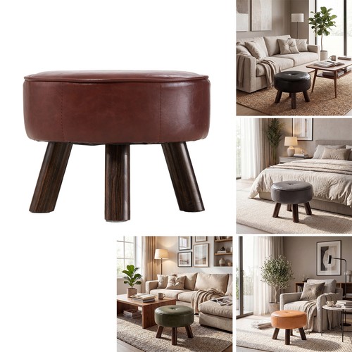 Leather footstool vanity - leather,
