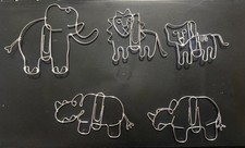 5x Novelty Metal PaperClips, Elephant, Lion, Lioness, 2x Rhino