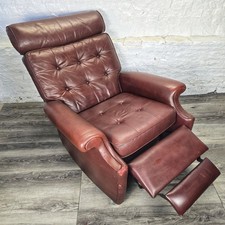 Vintage Parker Knoll Maroon Leather Recliner - FREE UK DELIVERY 🚛 