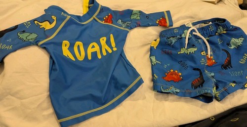 Boys blue dinosaur swimming - blue,