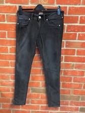 TOMMY HILFIGER WOMENS  SKINNY BLACK DENIM CORD JEANS SIZE 28-30 UK 12