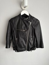 ALL SAINTS Women's Turne Biker Leather Jacket Black Size UK 8 / S