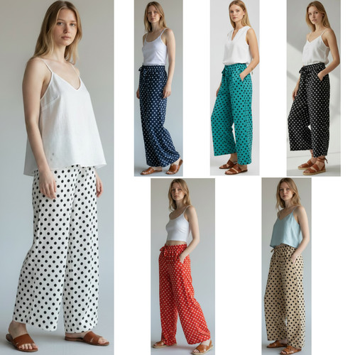 Womens wide leg polka dot - polka,