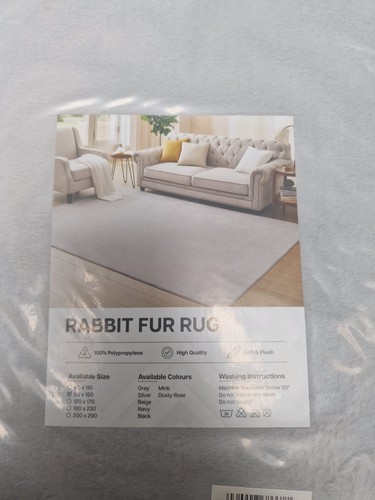 Rabbit fur rug silver - rug,