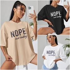 Womens T Shirt Ladies Oversized Baggy Fit Short Sleeve Slogan T-shirt Tee Tops