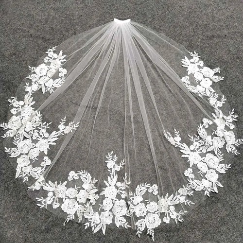 Short lace wedding veil with - veil,