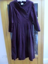 Laura Ashley Vintage UK 14 90`s Dress Plum fine needlecord