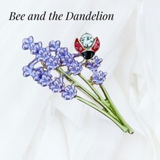 Lavender  with Ladybird Crystal Rhinestone  Enamel Brooch ~ Art Deco Style