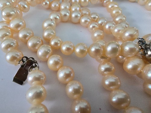 Pearl necklace earrings - necklace, &