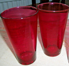 TWO COLLECTORS'  VINTAGE CRANBERRY GLASS TUMBLERS / BEAKERS
