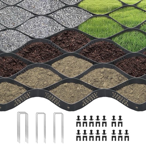 Gravel ground grid driveway - ground,