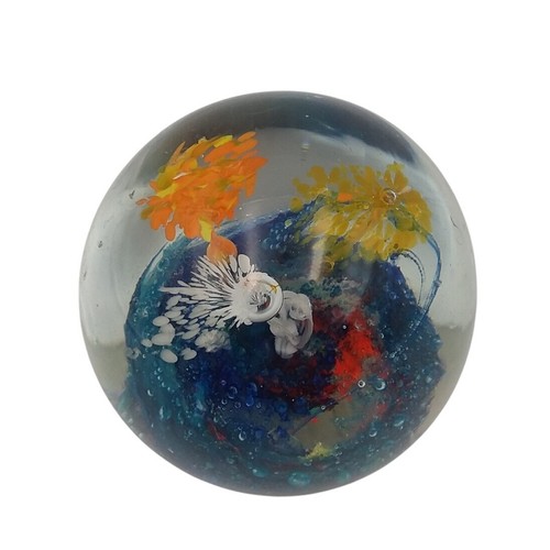 Art glass paperweight floral - glass,