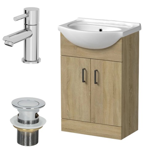 560mm oak bathroom vanity unit - oak,