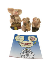 Piggin' Figurines by David Corbridge Set of 3 with Booklet 1997 Ornaments Pigs