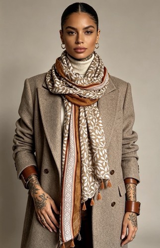 Ladies tan neutral ditsy - ,