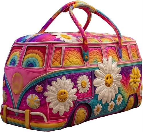 New hippie van quilted duffle - hippie,