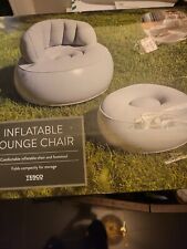 Tesco Inflatable Grey Lounger Chair and Footstool - BNIB - Indoor/Outdoor