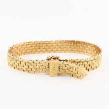 Vintage 9Ct Gold 29.5g Brick Link Adjustable Bracelet In Strap / Belt  Design