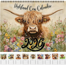 Highland Cow Calendar 2026 -
