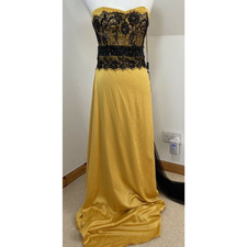 Pia Michi Couture Evening Maxi Dress Pia Size 10 Mustard Yellow Strapless Sequin